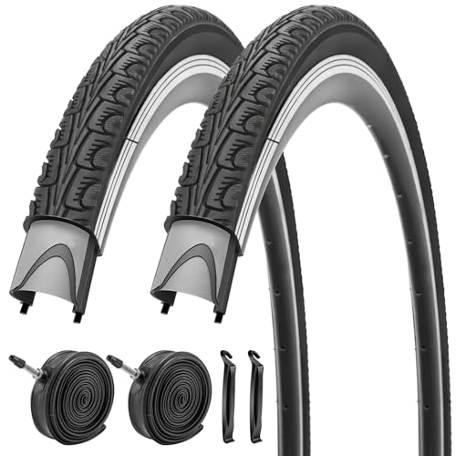 SIMEIQI 700x35C 自転車用タイヤ 折りたたみ式 交換用タイヤ 48mm 米式または仏式バルブバイクチューブとタイヤレバー ロード自転車用 (タイヤ2本 チューブ2本)（Amazon）