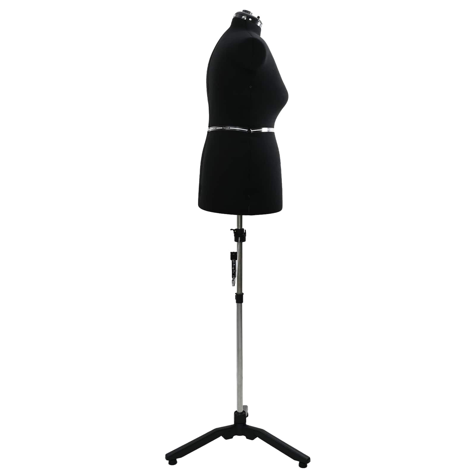 Forma de vestido ajustable para mujer, terciopelo negro, con alfiletero, 95-160 cm, altura de 360°, giratorio y estable, maniquí de costura para costura, costura, diseño de taller
