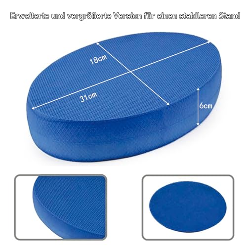 Ovale Schaumstoff-Balance-Pads, stabiles Fitness-Übungskissen, tragbares Gymnastik-Trainer-Board, aus Thermoplastische Elastomere, rutschfest, perfekt für Physiotherapie, Pilates, Krafttraining, Blau