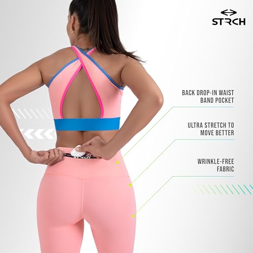 Image of STRCH Nylon High Waist No-Roll Leggings for Women- Secure fit, Leggings for Gym, Yoga, Running, Super Stretch, Sweat-Wicking, Lightweight, Breathable, Wrinkle Free, No-roll Waist Band.