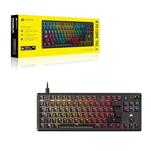 CORSAIR K70 CORE TKL RGB Tenkeyless Mechanical Wired Gaming Keyboard – Pre-Lubed MLX Red v2 Linear Switches, SOCD, ABS Double-Shot Keycaps, Sound Dampening, 1000Hz Polling, QWERTY UK – Black CORSAIR K70 CORE TKL RGB Tenkeyless Mechanical Wired Gaming Keyboard – Pre-Lubed MLX Red v2 Linear Switches, SOCD, ABS Double-Shot Keycaps, Sound Dampening, 1000Hz Polling, QWERTY UK – Black