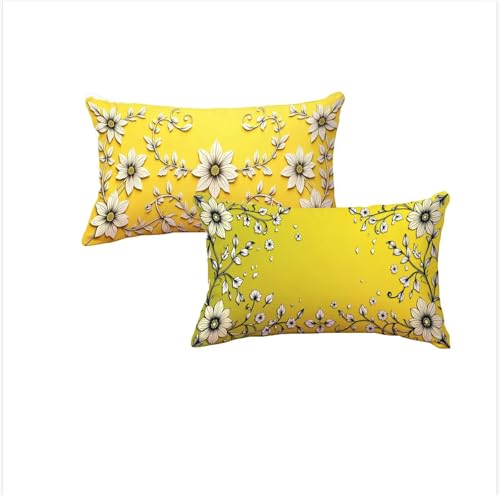 Housse coussin 70x90cm imperméable jaune à motif géométrique - 2