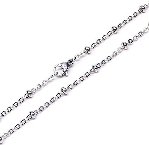 12 PCS Stainless Steel Satellite Chains Beaded Cable Chain Necklace Bulk for Jewelry Making (20 Inch(2mm))