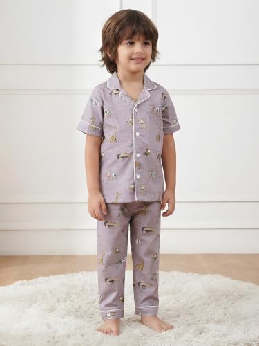Image of POLKA TOTS 100% Pure Cotton Half Sleeve Night Suit for Kids, Girls & Boys | Cotton Pyjama Set | Unisex Night Dress for Children | Night Suit for Girls |Sleepwear for Kids | Winter Night Dress for Boys