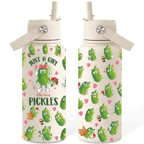 SpenMeta Pickle Gifts for Women - 32oz Pickle Water Bottle