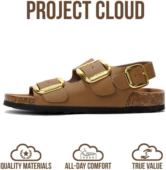 Project Cloud 100% Genuine Leather Beach Sandals for Women 2026 with Lightweight & Comfortable Slides for Women - Non Slip with Memory Foam Slingback Womens Sandals 2026 (Garda) - Image 4