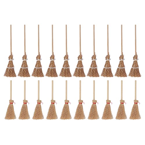 Mini Escoba De Bruja, 20 Piezas De Bambú, 14 Cm, 10 Cm, Mini Adorno De Escoba, Artesanía De Paja De Halloween para Fiesta Escolar De Cosplay