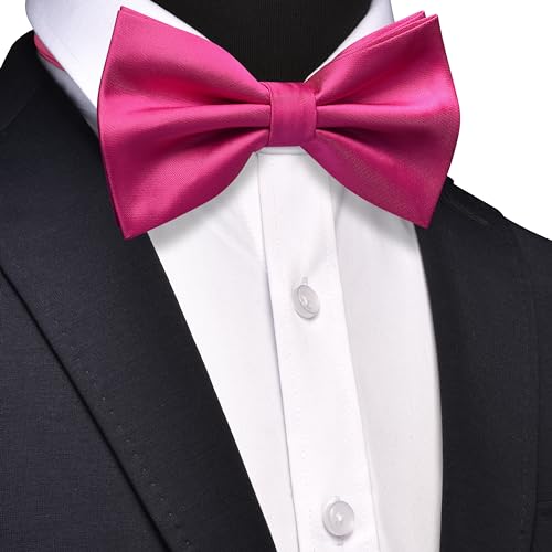 Image of GUSLESON Men's 3-pc Solid Color Bow Tie Gift Set - Double‑Fold Pre-Tied Bow Tie, Pocket Square, Cufflinks - Wedding Formal Party