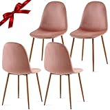 somedream Velvet Dining Chairs Set of 4 - Modern Seating with Metal Legs for Living, Bedroom, Restaurant - Pink Chairs for Dining Room, Chair Set for 4
