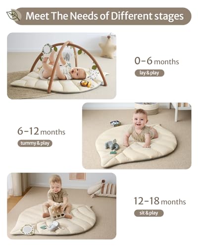 image for Blissful Diary Baby Play Gym & Activity Mat, Leaf Shaped Baby Tummy Ti