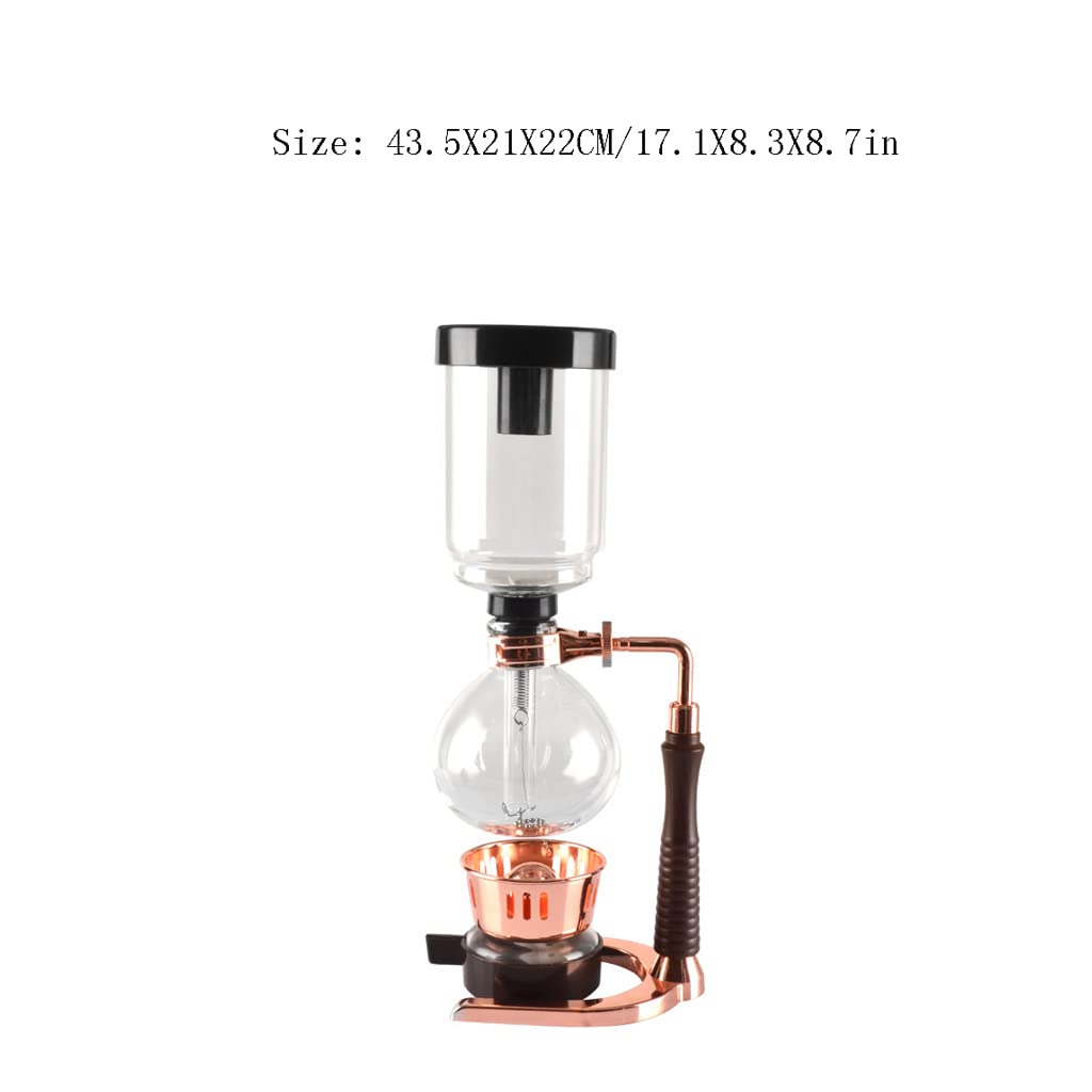 JITEM Macchina da caffè Sifone Macchina da caffè Manuale Retro Vuoto Vetro Sifone Pentola Percolatori 3 tazze di vetro Sifone da tavolo Macchina da caffè per caffè o tè
