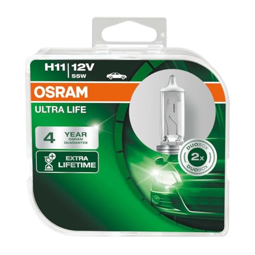 OSRAM ULTRA LIFE H11, lámpara para faros halógena, 64211ULT-HCB, automóvil de 12 V, caja doble (2 unidades)