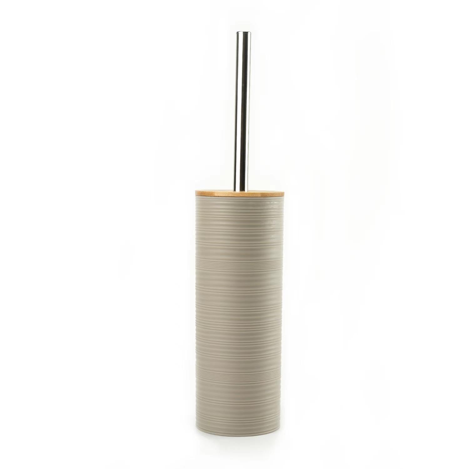 Juego de Accesorios de Baño 6 Piezas Plástico y Bambú Moderno de Artículos Esenciales para el Baño, Incluye Soporte para Cepillo de Dientes, Cubo de Basura, Escobilla y Dispensador de Jabón (Beige)