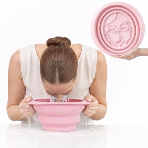 Icy-Mojo Facial Cold Plunge | Collapsible Silicone Ice Facial Bowl with Built-In Ice Tray | Portable Face Ice Bath for Skin Tightening Puffiness Acne Relief & Glow (Soft Pink) (Soft Pink)