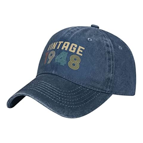 Washed Denim Vintage 1948 Baseball Cap Men Navy Vintage Cotton Hat Unisex Dad Birthday Present Gift Hats Cover