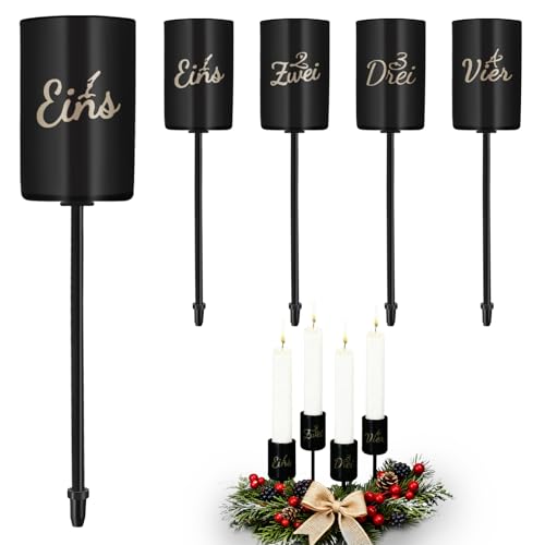 Joxessaien Kerzenhalter Adventskranz Schwarz 4er Set – Metall...