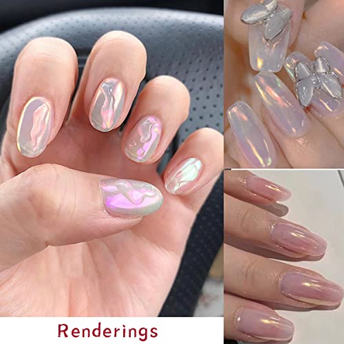 6 Grids Chrome Nail Powder Metallic Mirror Effect Pigment Aurora Nail Glitter Holographic Iridescent Dipping Rub Powder Manicure Design Pearl Shell Gel Polish Dust Sparkly Nail Charms #TOP3