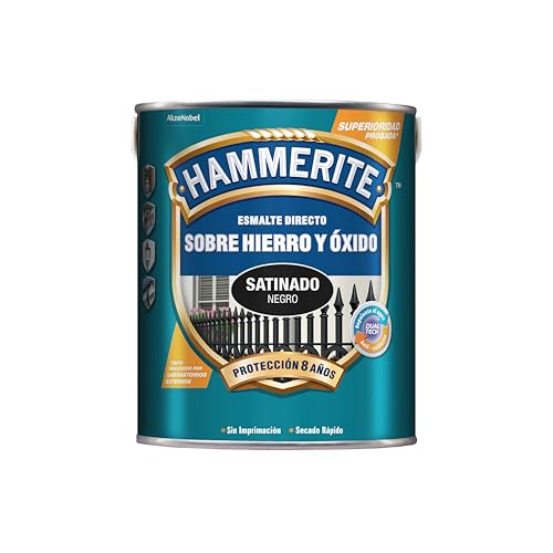 Hammerite Glatter Lack Satin, Schwarz, 750 ml (1 Stück)