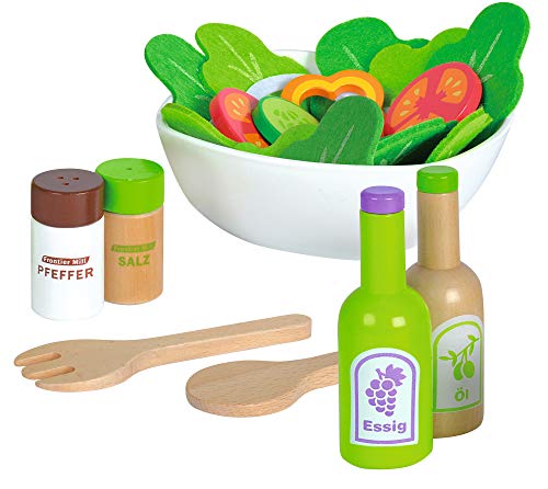 Eichhorn 100003738 - Salat Set mit Gemüse, Salz- und Pfefferstreuer, Essig und Ölflasche, Schüssel, 28-tlg., Eichenholz - Image 4