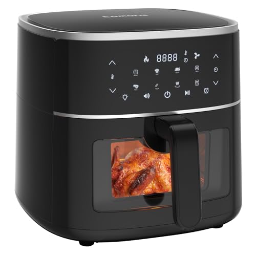 tomons Heißluftfritteuse 6L, Friteuse Heissluft Fritteusen Air Fryer mit Sichtfenster Digitalem...