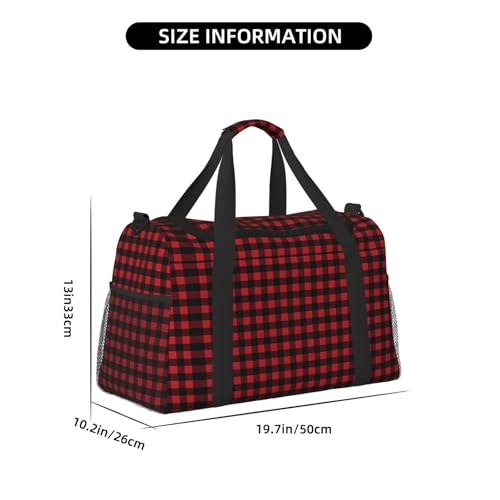 Red Black Buffalo Check Plaid Pattern Hand Travel Bag - Large Insulated Eco Bag, Perfect for Camping, Grocery, Sports, Gym & Outdoor Adventures4