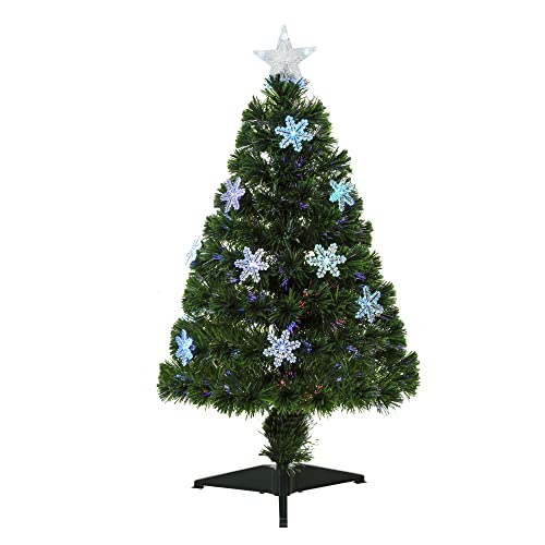 HOMCOM 3FT Green Fibre Optic Artificial Christmas Tree Xmas Colourful LED Scattered...