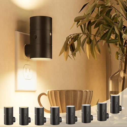 Image of NIORSUN Night Lights Plug into Wall, Dimmable with 3 Color Modes & Auto On /Off Sensor, Ultra-Slim Nightlight for Hallway, Bathroom, Bedroom, Nursery, Kitchen (8 Pack, Black)