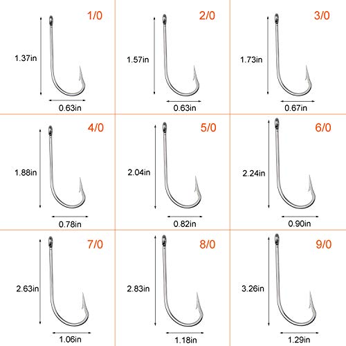 Saltwater Fishing Hooks Stainless Steel O'Shaughnessy Forged Fishing Hook Set Long Shank Hooks Extra Strong for Saltwater Freshwater(120pcs/box) - Image 2