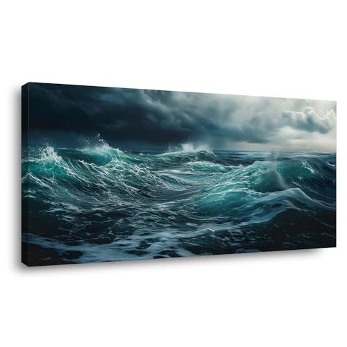 ZESTRILIA Stormy Ocean Canvas Wall Art for Living Room Office