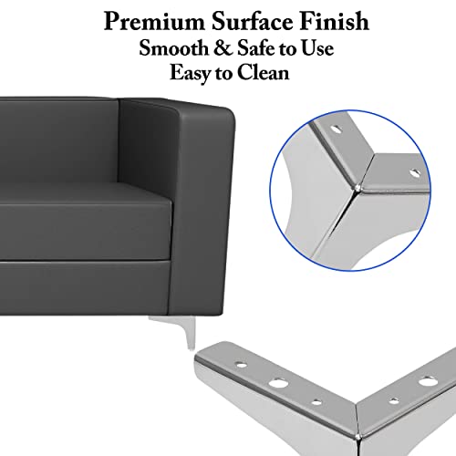 Mildwoo Metal Furniture Legs 4 Inch, Couch Legs Set Of 8, Silver Modern Dresser Legs, Triangle Replacement Corner Furniture Feet For Sofa, Table, Bed, Cabinet, Chair, Ottoman #TOP5