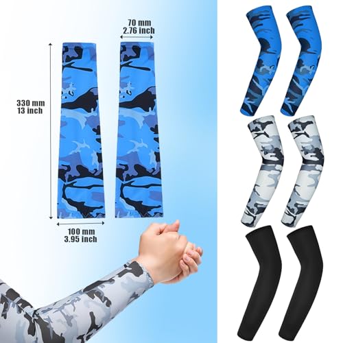 3 Pairs Kids Arm Sleeves, UV Sun Protection Volleyball Arm Sleeves Cooling Sleeves Sports Ice Sleeve for Youth Boys4