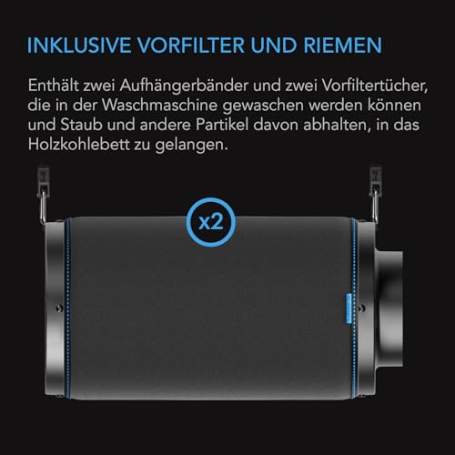 AC Infinity Aktivkohlefilter 100mm mit mit hochwertiger australischer Virgin-Kohle, für Inline-Rohrventilatoren, Geruchskontrolle, Hydrokulturen, Grow Räume