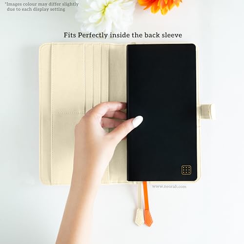 Image of NEORAH-PETITE Notebook SLEEVE with SNAP Button + Dotgrid JOURNAL|Faux Leather Sleeve + Penloop|2Front 1Back compartment|4 Card Slots|2 BookMarks|Gift Box- Fits any PETITE Softcover Notebook- AFTERGLOW