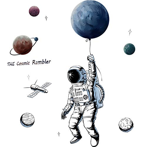 Preisvergleich Produktbild BLOUR Space Astronaut Wandaufkleber Persönlichkeit Space Planet Poster Papieraufkleber Kinderzimmer Dekorationen Tapete Selbstklebend