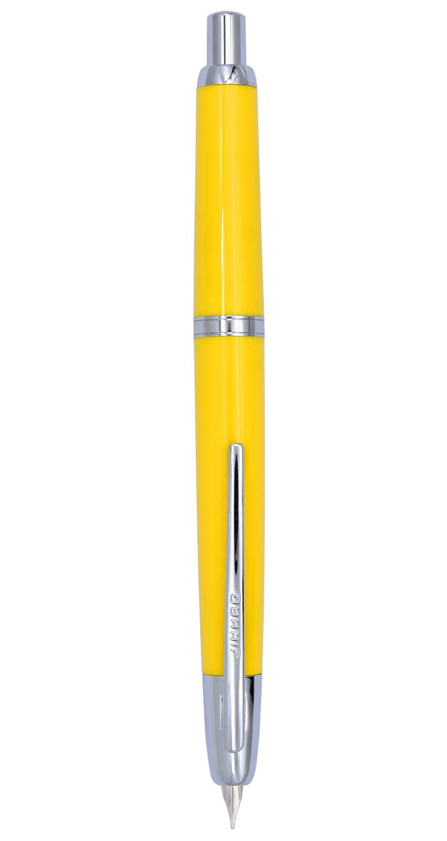 XIAOYU Jinhao 20 Press Fountain Pen, Retractable Capless Resin Pen with Ink Converter, Extra Fine Nib(0.38mm), Yellow(Silver Clip)