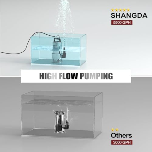 Shangda Sump Pump Submersible 1.6Hp Dirty/Clean Water Removal Pump, Stainless Steel, 5500Gph Electric Water Transfer Pump For Pool Flooded Basement Hot Tub Garden Yard Ponds Draining With Adapters thumb #4