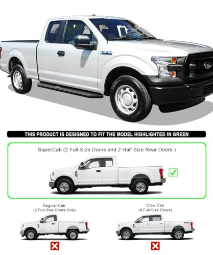Estribos planos Tuxtreme 6 pulg acero negro para Ford F150 miniatura 2