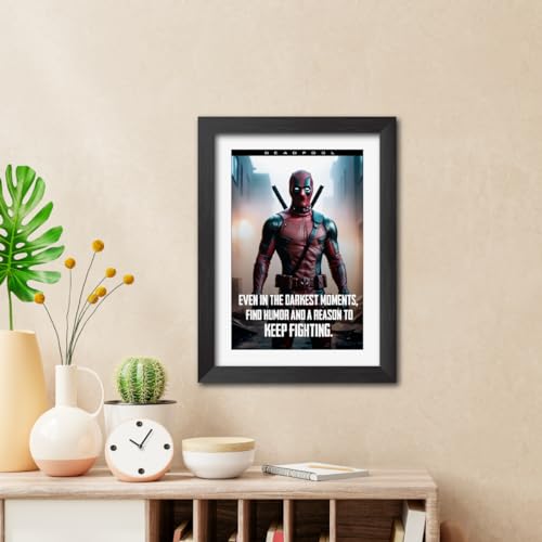 Image of TenorArts Deadpool Poster with Quotes Comics Photo Frame Painting With Black Wooden Textures (12inches x 9inches)