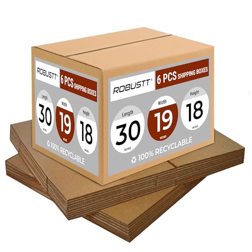 Image of Robustt 5 Ply 30 inchX19 inchX18 inch Cardboard Boxes for Packaging (Pack of 6) | Brown Corrugated Box for Packing | Shipping | Home Shifting | Parcel | Courier Packing box | Large Carton Box