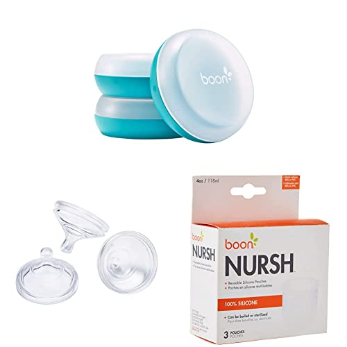 Image of Boon Nursh Baby Bottle Storage Bundle - Silicone Pouches, Nipples & Storage Buns for Air-Free Feeding
