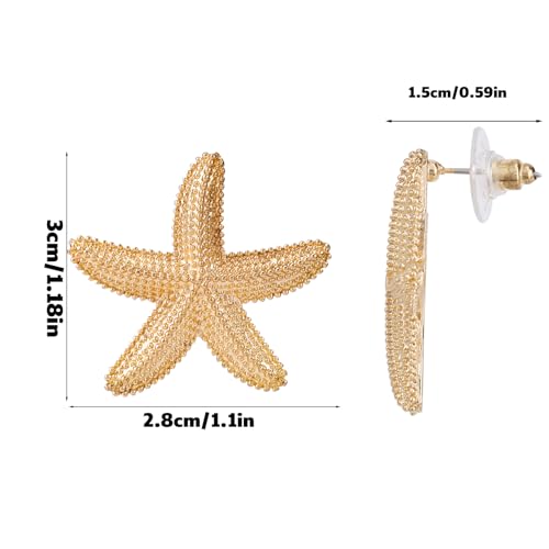 Starfish Earrings for Women, Gold Statement Starfish Earrings Summer Beach Jewelry Charming Beach Shell Jewelry Ocean Seashell Gift for Women Summer Decoration2
