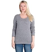 Velanio Cashmere Crewneck Sweater for Women | Lightweight Long Sleeve Pullover Sweaters Made from...