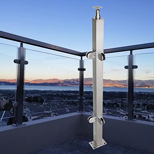 Poteau de garde-corps en verre d'angle 145 cm en acier inoxydable pour balcon et porche