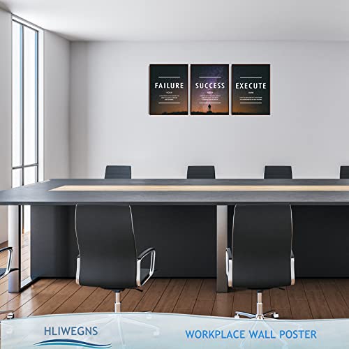 Hliwegns Motivational Office Decor Framed, Inspirational Room Decor Aesthetic Canvas Gallery Wall Art Execute Failure Success Paintings Positive Quotes Affirmation Living Room Bedroom Leadership Gift #TOP3