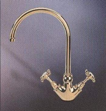 1890'S SINGLE HOLE FAUCET 6" SWAN NECK SWIVEL SPOUT (COMPRESSION), Satin Nickel