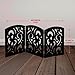 Safety Pet Gate for Dogs – Free-Standing & Foldable - Decorative Scroll Wooden Fence Barrier – Stairs & Doorways (Black)