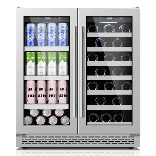 Image of Wine and Beverage Refrigerator, Wine Fridge Under Counter for Kitchen /Home /Bar (Silver, 30 inch 33 Bottles-135 Cans)