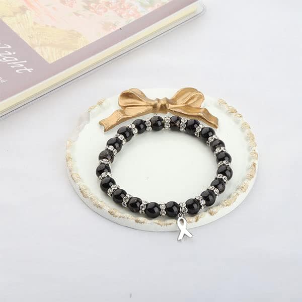 Melanoma Cancer Awareness Gift Black Ribbon Bracelet Skin Cancer Survivor Narcolepsy Awareness Encouragement Gift - Image 3