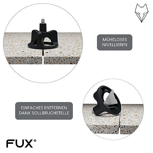 FUX Fliesen Nivelliersystem 1,5mm, Fliesenleger Set: 100 Zughauben + 200 Gewindelaschen 1,5mm, Fliesenverlegehilfe Set Fliesen Verlegesystem Fliesenleger Werkzeug Set (300 Set 1,5mm)