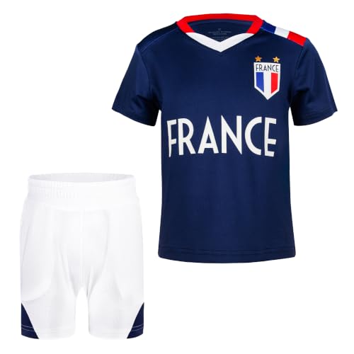 Cnins Unisex France Kids Soccer Jerseys | Breathable France Design Teens Soccer Outfits Size 9-10 Years